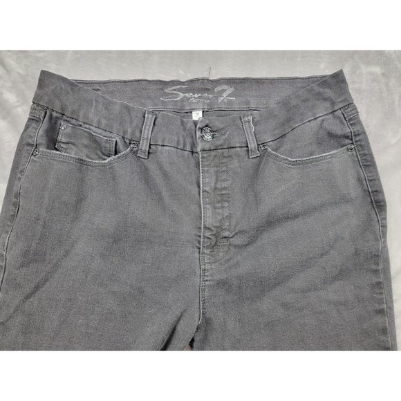 Seven7 Jeans Women's 16 Tummyless High Rise Skinny Black Distressed‎ Denim 36x28 - Picture 5 of 9